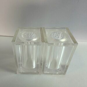 Vintage Lucite Salt Pepper Shakers Clear Acrylic Mid Century Modern Taiwan